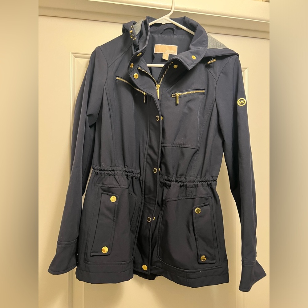 Michael Michael Kors Women's Hooded Water-Resistant Anorak Coat - Navy